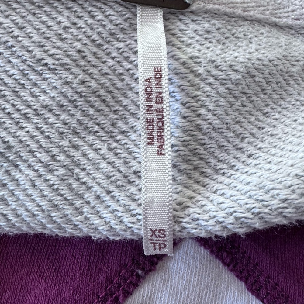 Free People Montauk Colorblock Pullover XS Berry Ivory Raw Hem Sweatshirt NWOT - Picture 11 of 15